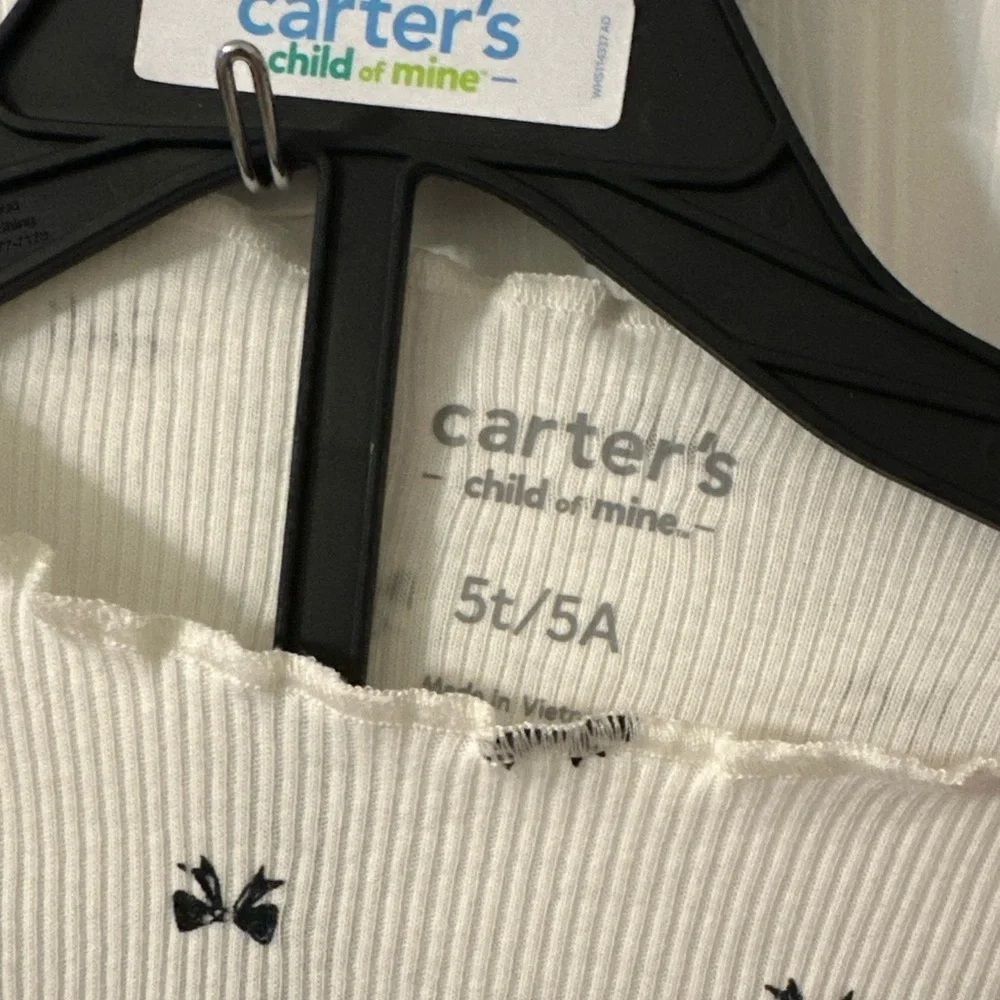 Carter’s Adorable Black Dress with White Long Sleeve Toddler Girl  Set 3 Pieces
